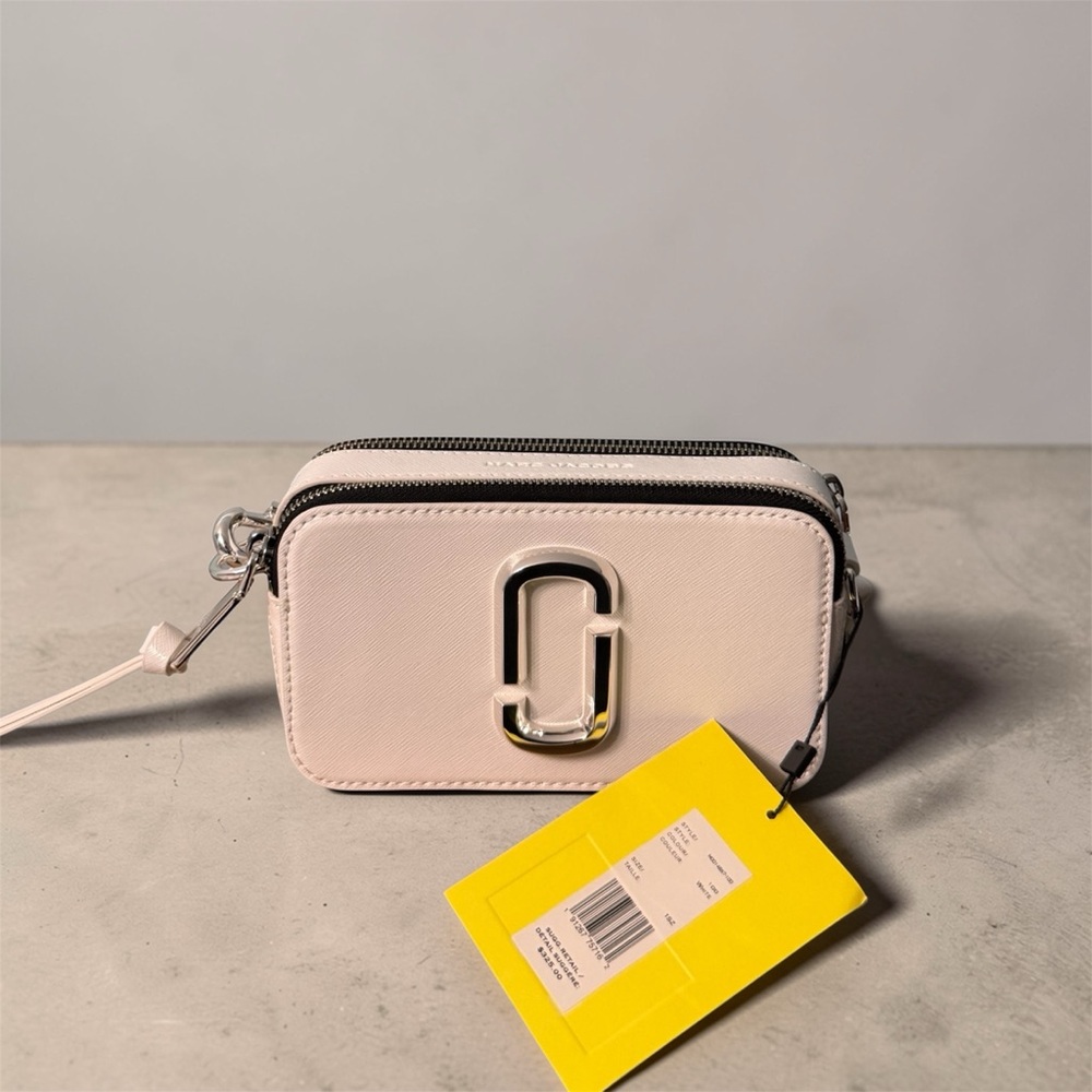 Marc Jacobs Pale Pink Double-Zip Crossbody Camera Bag with Silver Hardware